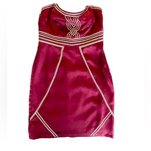 Minuet Strapless Mini Dress Burgundy Good Embroidered Detail Size Small